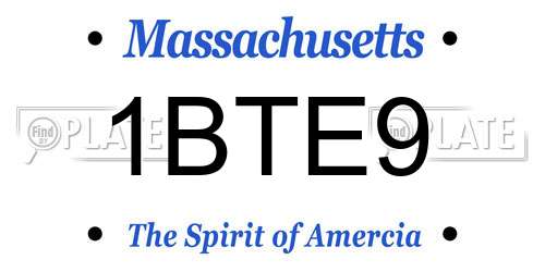 1BTE9 Massachusetts License Plate