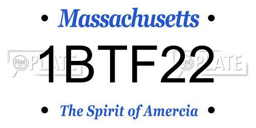 1BTF22 Massachusetts License Plate