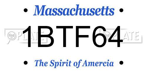 1BTF64 Massachusetts License Plate