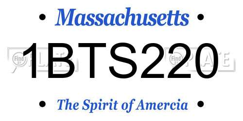 1BTS220 Massachusetts License Plate