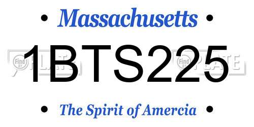 1BTS225 Massachusetts License Plate