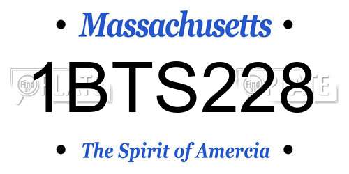 1BTS228 Massachusetts License Plate