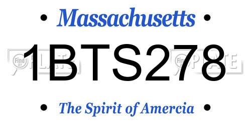 1BTS278 Massachusetts License Plate