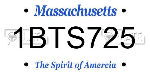 1BTS725 Massachusetts License Plate
