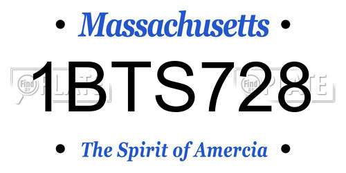 1BTS728 Massachusetts License Plate