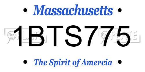 1BTS775 Massachusetts License Plate