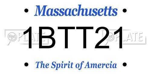 1BTT21 Massachusetts License Plate