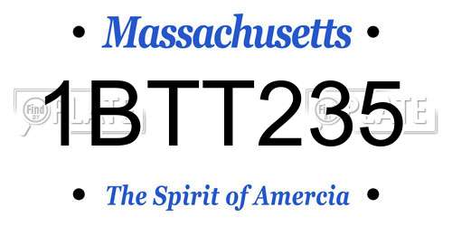 1BTT235 Massachusetts License Plate