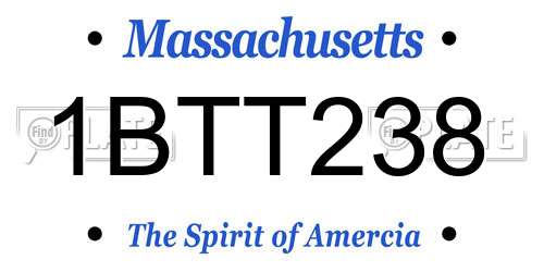 1BTT238 Massachusetts License Plate