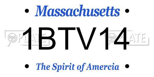 1BTV14 Massachusetts License Plate
