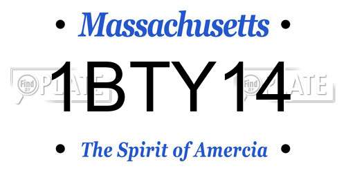 1BTY14 Massachusetts License Plate