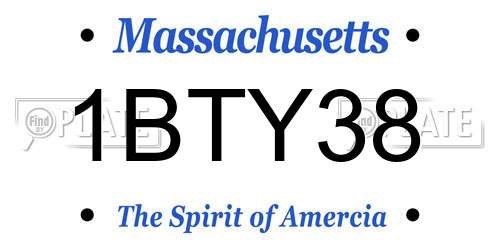 1BTY38 Massachusetts License Plate