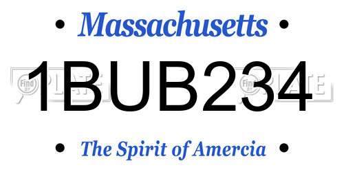 1BUB234 Massachusetts License Plate