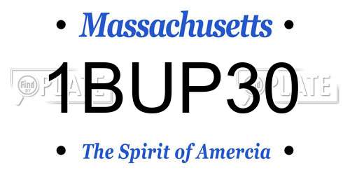1BUP30 Massachusetts License Plate