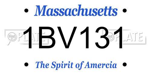 1BV131 Massachusetts License Plate