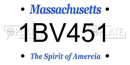 1BV451 Massachusetts License Plate