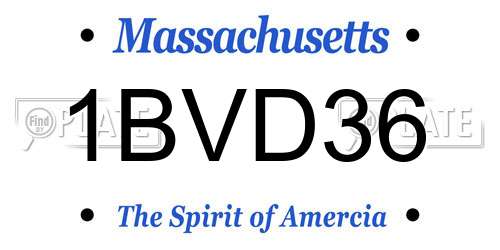 1BVD36 Massachusetts License Plate