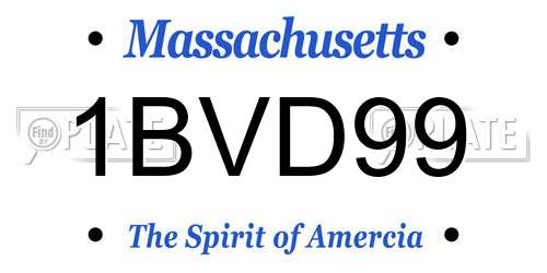 1BVD99 Massachusetts License Plate