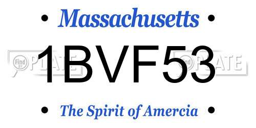 1BVF53 Massachusetts License Plate