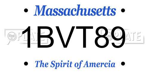 1BVT89 Massachusetts License Plate