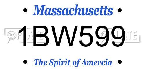 1BW599 Massachusetts License Plate