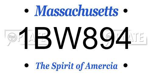 1BW894 Massachusetts License Plate