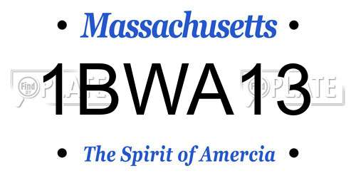 1BWA13 Massachusetts License Plate