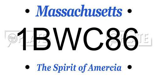 1BWC86 Massachusetts License Plate