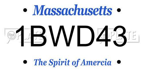 1BWD43 Massachusetts License Plate
