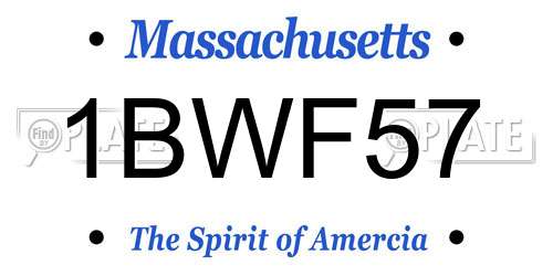 1BWF57 Massachusetts License Plate