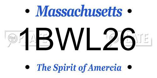 1BWL26 Massachusetts License Plate