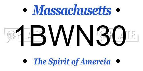 1BWN30 Massachusetts License Plate