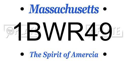 1BWR49 Massachusetts License Plate
