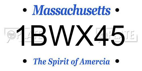 1BWX45 Massachusetts License Plate