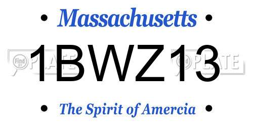 1BWZ13 Massachusetts License Plate