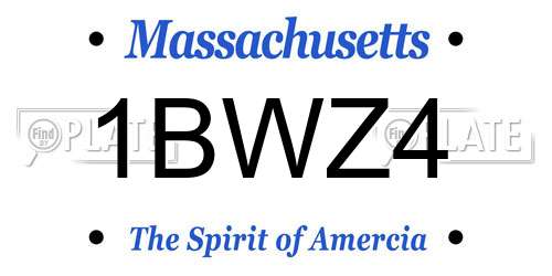 1BWZ4 Massachusetts License Plate