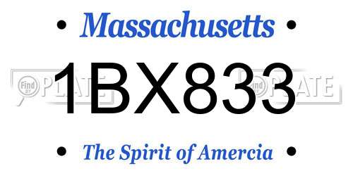 1BX833 Massachusetts License Plate