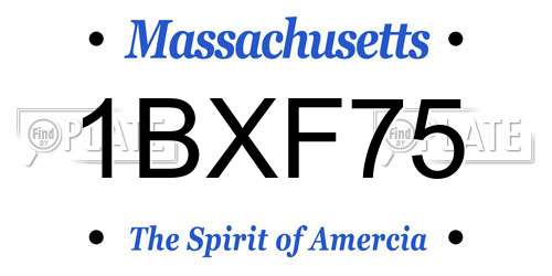 1BXF75 Massachusetts License Plate