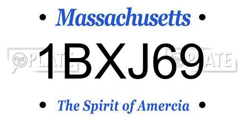 1BXJ69 Massachusetts License Plate