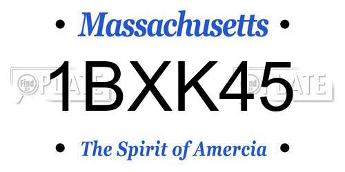 1BXK45 Massachusetts License Plate