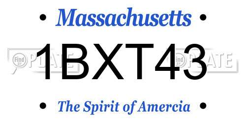 1BXT43 Massachusetts License Plate
