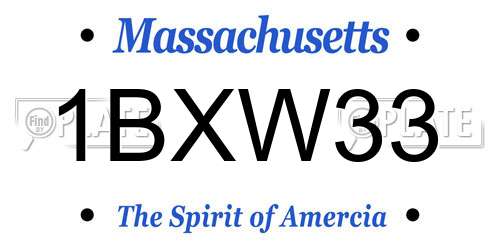 1BXW33 Massachusetts License Plate