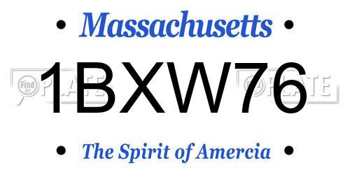 1BXW76 Massachusetts License Plate