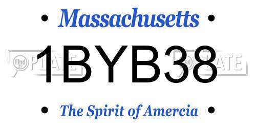 1BYB38 Massachusetts License Plate