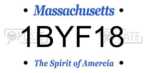 1BYF18 Massachusetts License Plate