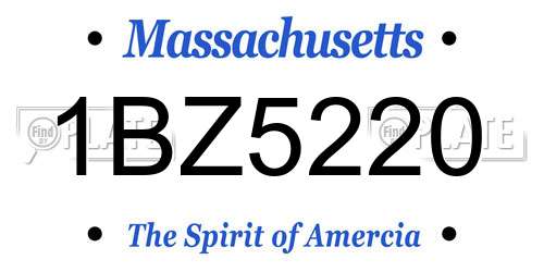 1BZ5220 Massachusetts License Plate