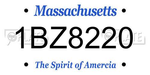 1BZ8220 Massachusetts License Plate