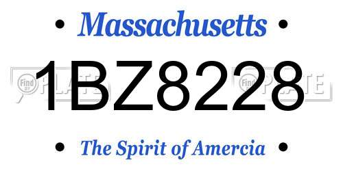 1BZ8228 Massachusetts License Plate