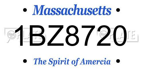 1BZ8720 Massachusetts License Plate