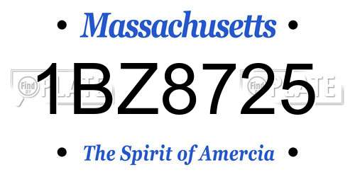 1BZ8725 Massachusetts License Plate